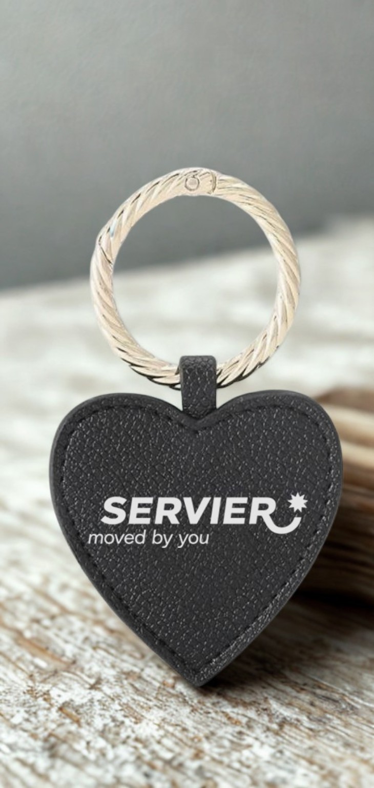 Servier Heart Shaped Leather Keychain Clip
